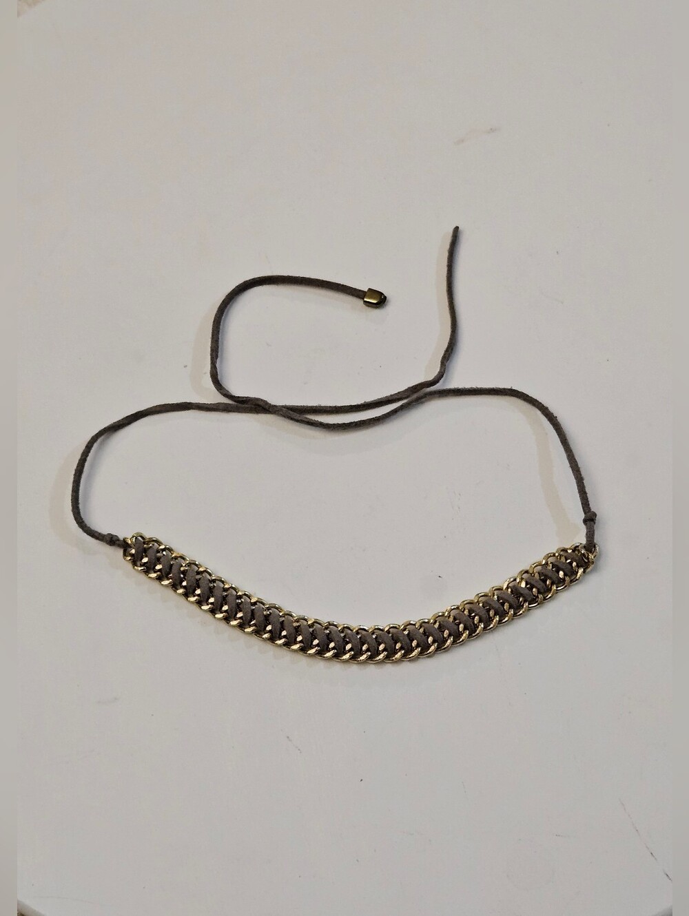 Leather & Gold Chain Bracelet